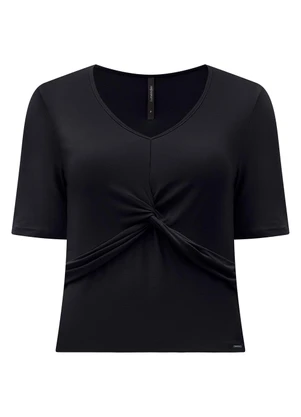 Lunender - Blusa Cropped D com Detalhe Transpassado Preto - LUNENDER