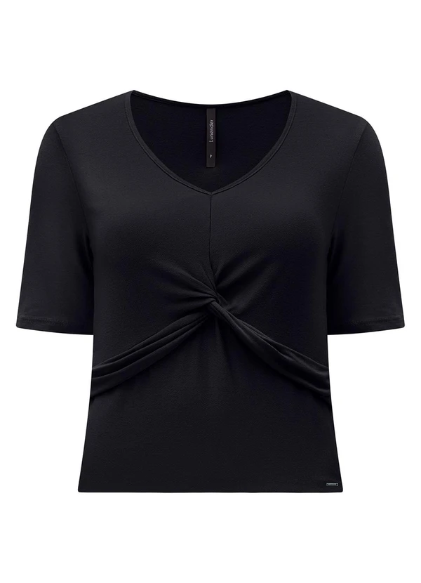 Lunender - Blusa Cropped D com Detalhe Transpassado Preto