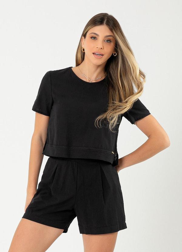 Cativa - Blusa Cropped em Algodão Preto