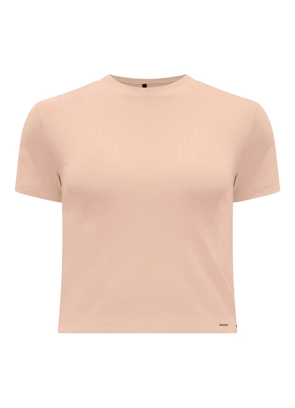 Lunender - Blusa Cropped em Malha Canelada Bege