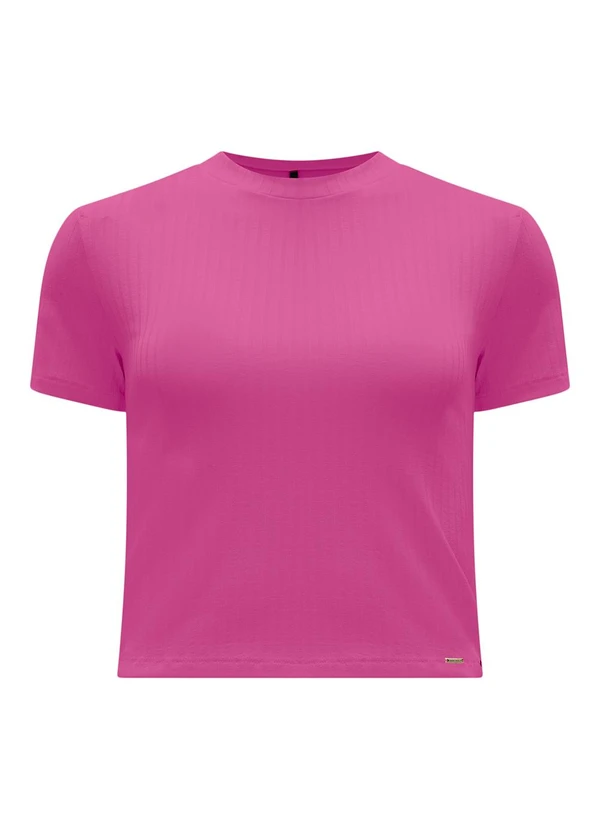 Lunender - Blusa Cropped em Malha Canelada Rosa