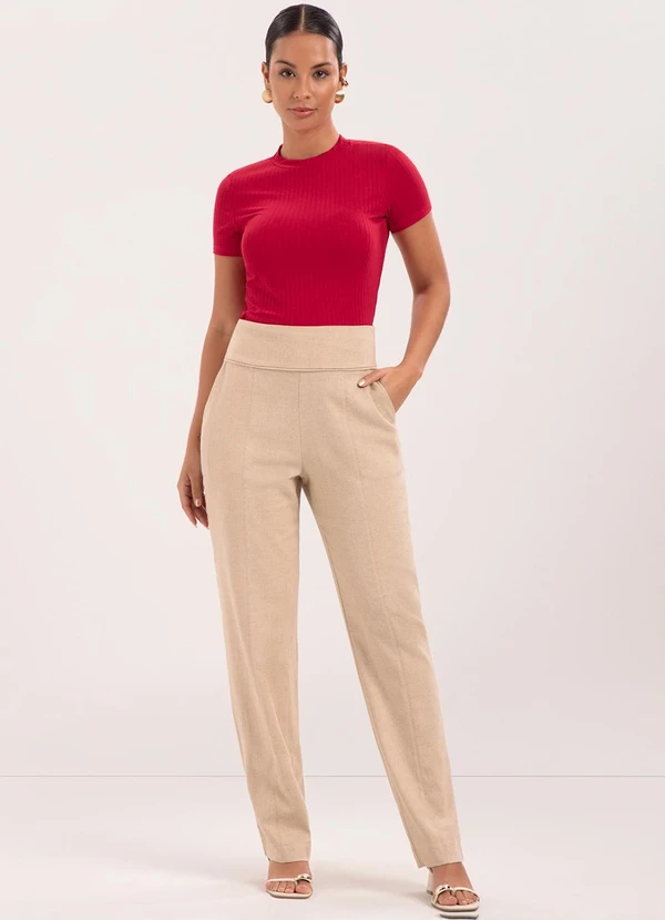 Lunender - Blusa Cropped em Malha Canelada Vermelho 3