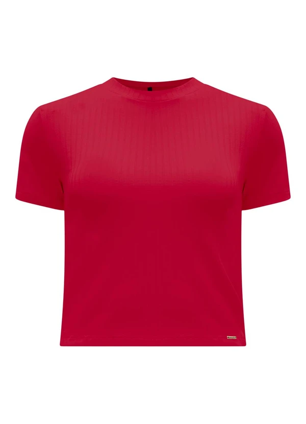 Lunender - Blusa Cropped em Malha Canelada Vermelho 5