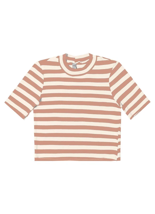 Rovitex - Blusa Cropped em Ribana de Viscose Marrom