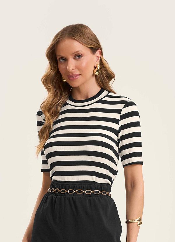 Rovitex - Blusa Cropped em Ribana de Viscose Preto