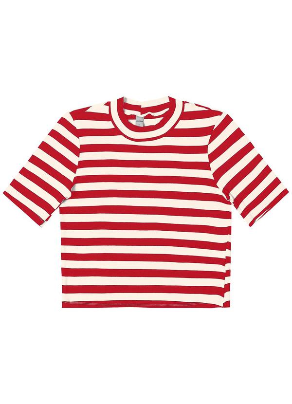 Rovitex - Blusa Cropped em Ribana de Viscose Vermelho