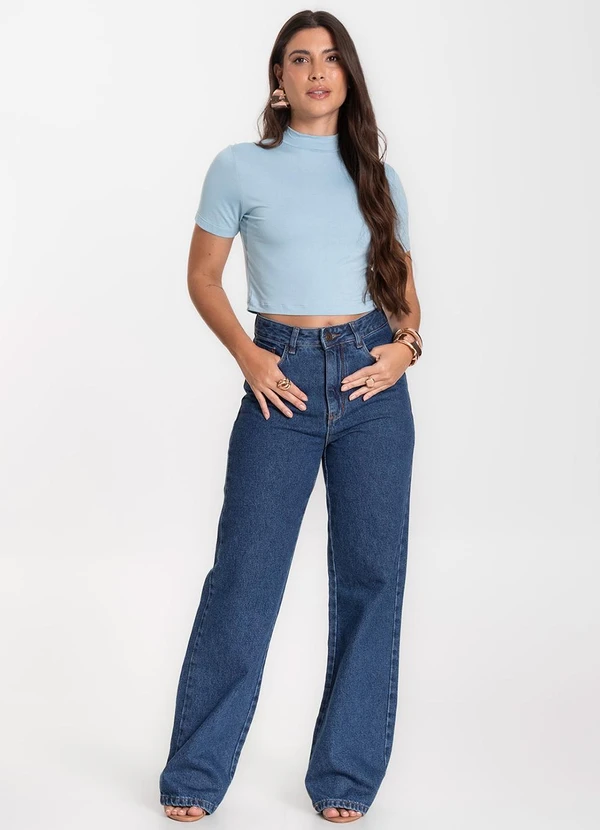 Select - Blusa Cropped Feminina Azul 3