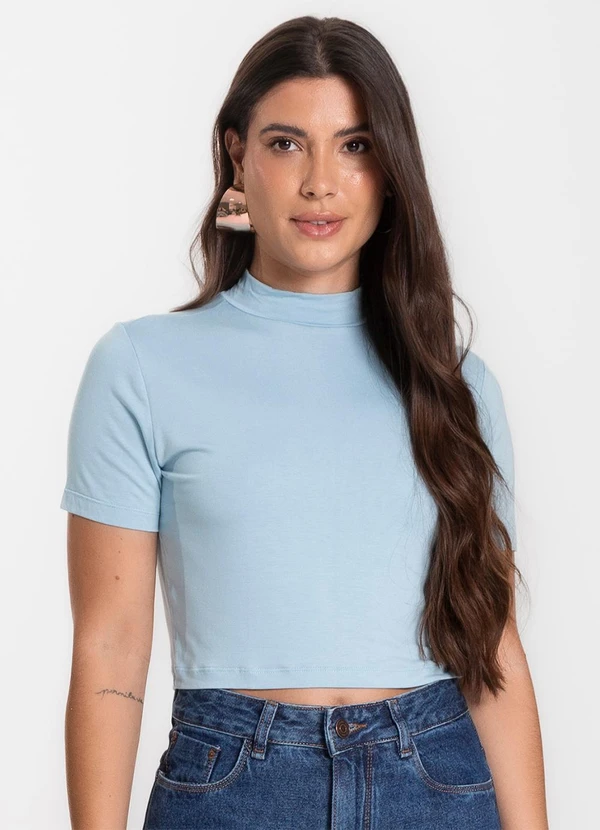 Select - Blusa Cropped Feminina Azul