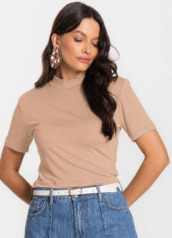 Select - Blusa Cropped Feminina Bege