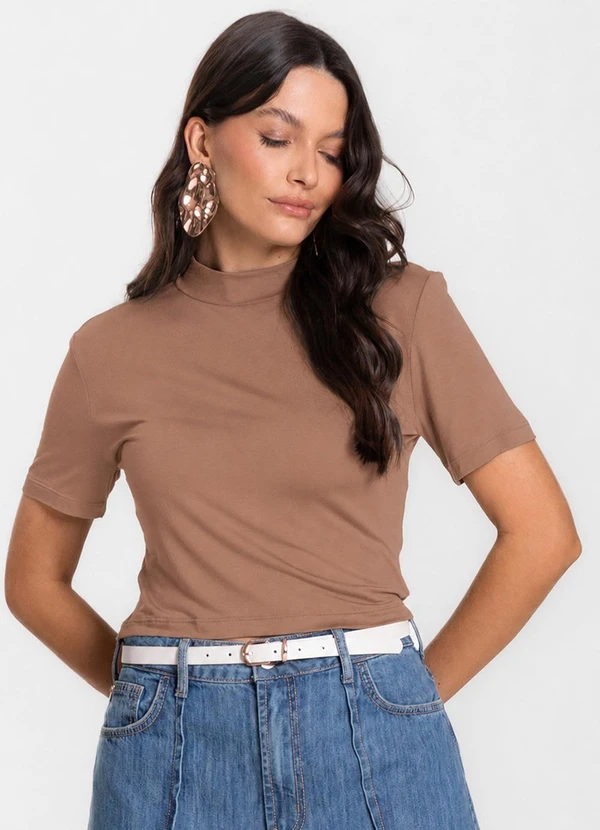 Select - Blusa Cropped Feminina Bege