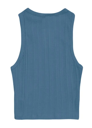 Essendi - Blusa Cropped Feminina Canelada Azul - ESSENDI