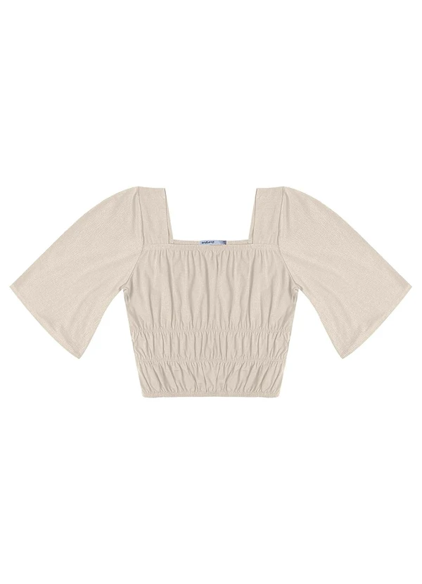 Endless - Blusa Cropped Feminina com Manga Ampla Bege
