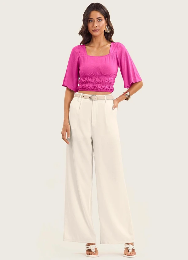 Endless - Blusa Cropped Feminina com Manga Ampla Rosa 2