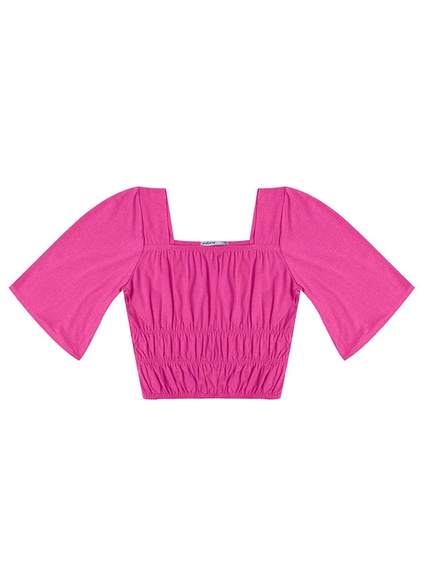 Endless - Blusa Cropped Feminina com Manga Ampla Rosa 3
