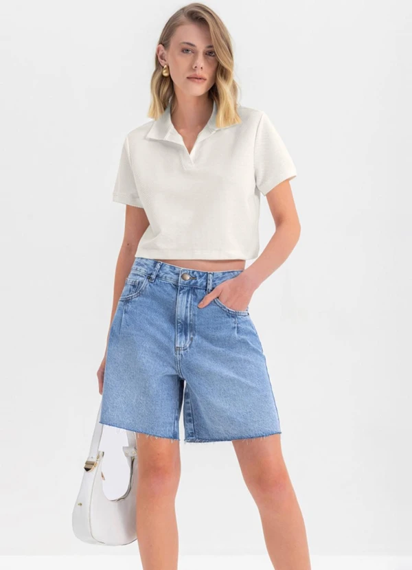 Essendi - Blusa Cropped Feminina em Moletinho  Bege 3