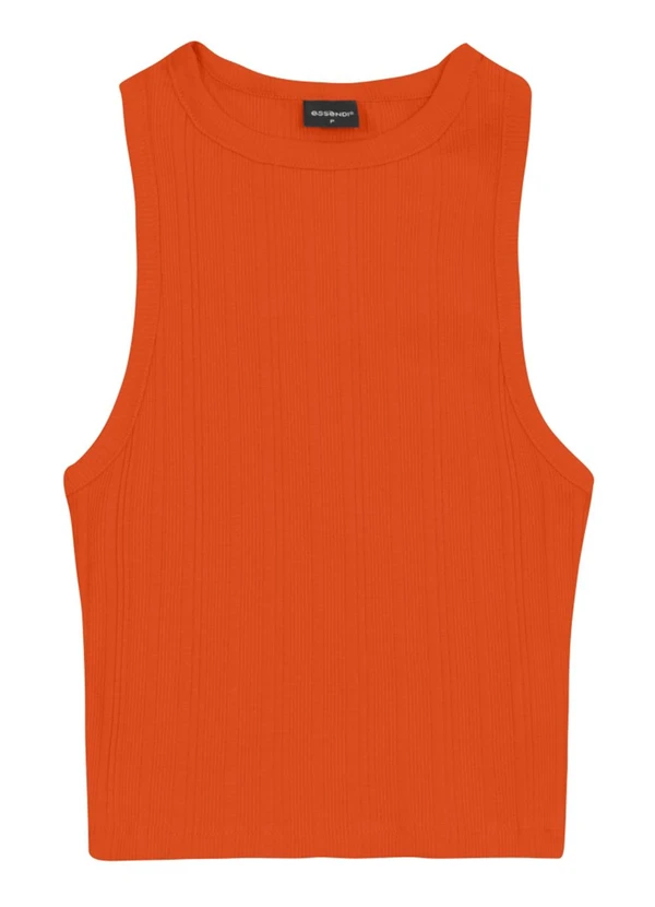 Essendi - Blusa Cropped Feminina em Ribana Laranja
