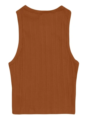 Essendi - Blusa Cropped Feminina em Ribana Marrom - ESSENDI