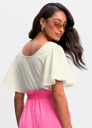 Essendi - Blusa Cropped Feminina em Ribana Natural - ESSENDI
