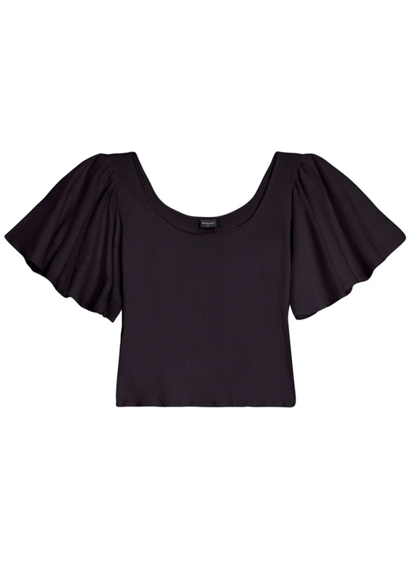 Essendi - Blusa Cropped Feminina em Ribana Preto 3