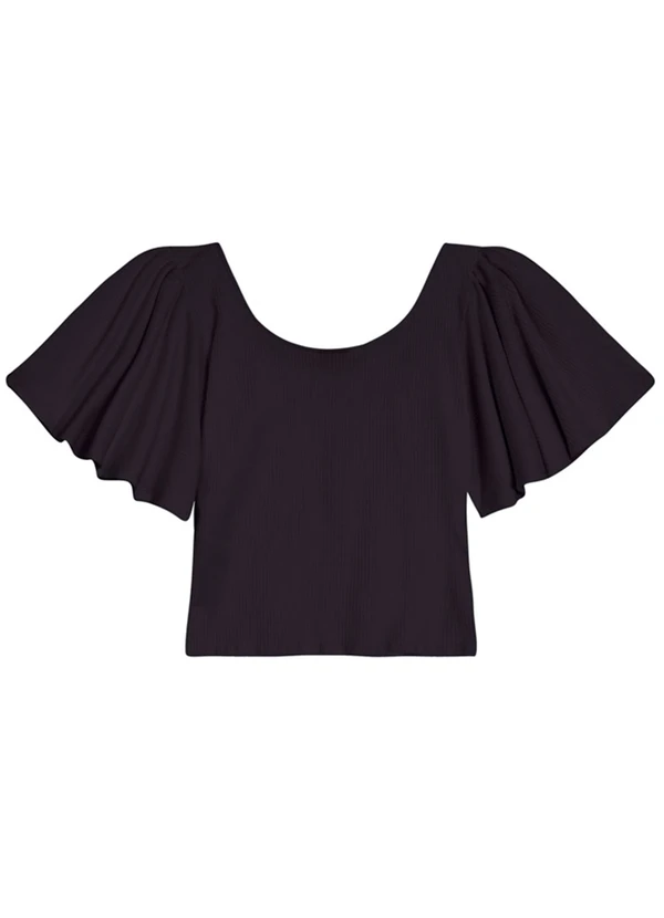 Essendi - Blusa Cropped Feminina em Ribana Preto 4