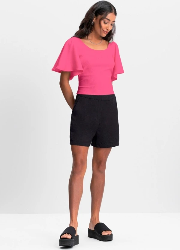 Essendi - Blusa Cropped Feminina em Ribana Rosa 2