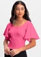 Essendi - Blusa Cropped Feminina em Ribana Natural - variação: Rosa