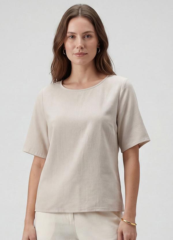 Infinita Cor - Blusa Cropped Feminina em Viscose Bege