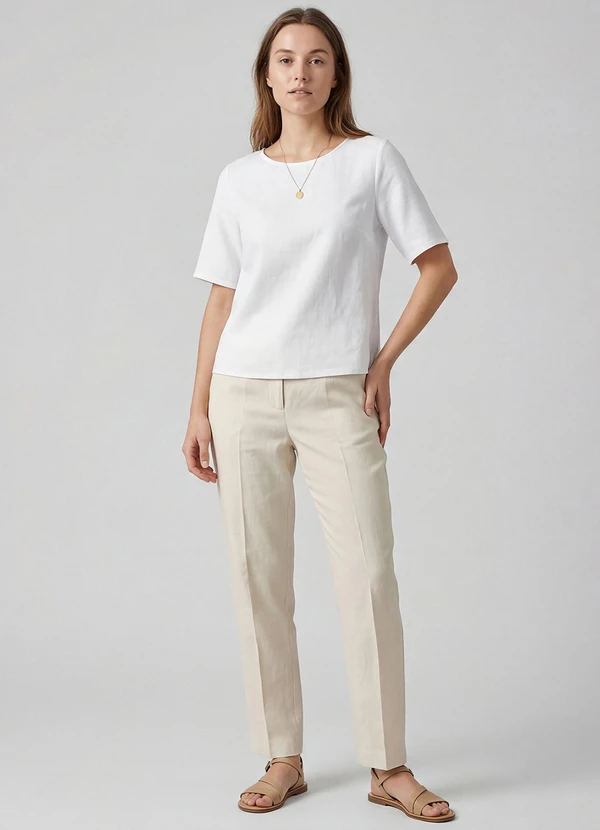 Infinita Cor - Blusa Cropped Feminina em Viscose Branco 2