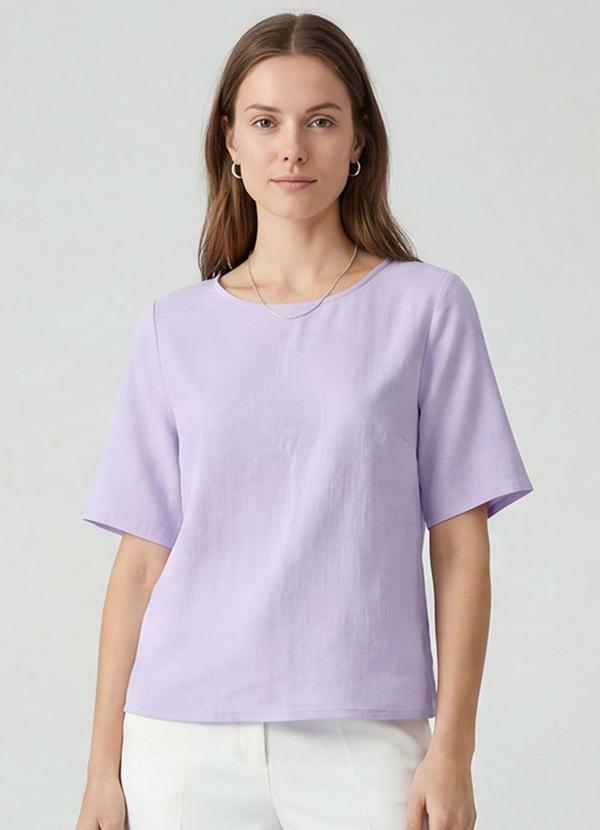 Infinita Cor - Blusa Cropped Feminina em Viscose Roxo