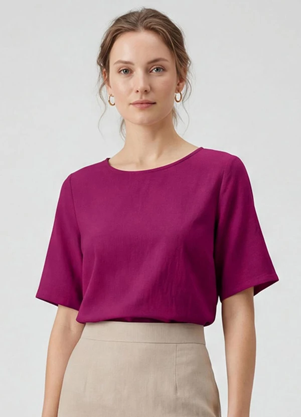 Infinita Cor - Blusa Cropped Feminina em Viscose Vermelho