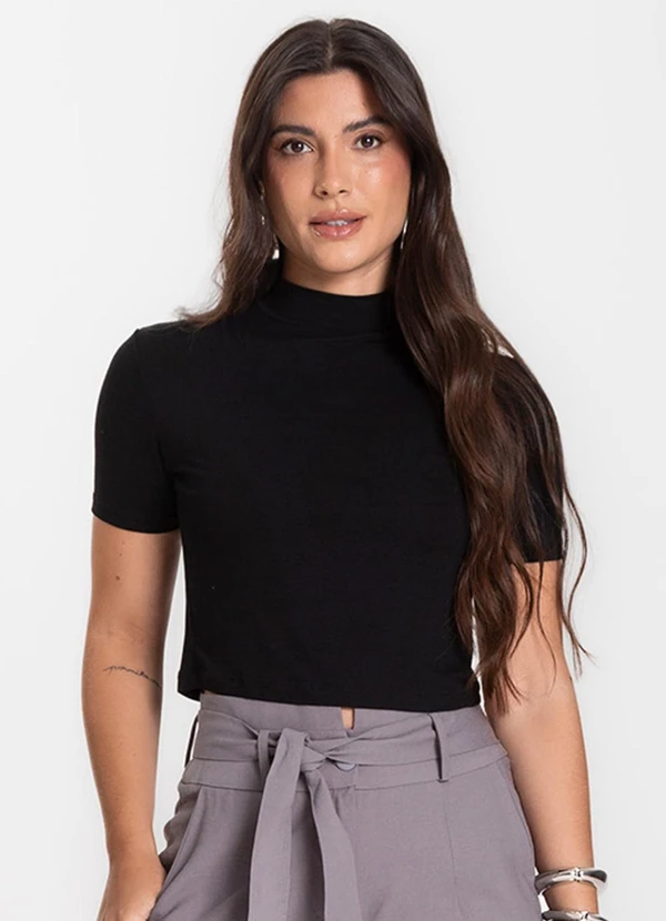 Select - Blusa Cropped Feminina Preto