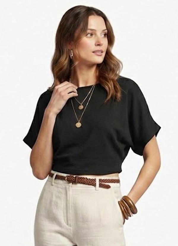 Infinita Cor - Blusa Cropped Feminina Preto
