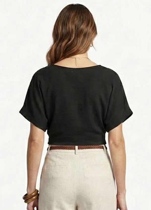 Infinita Cor - Blusa Cropped Feminina Preto 2