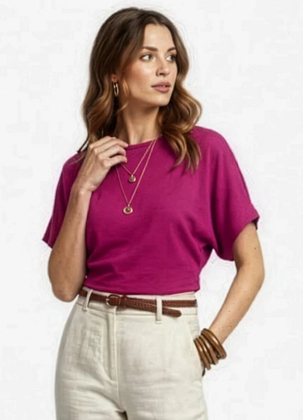 Infinita Cor - Blusa Cropped Feminina Rosa