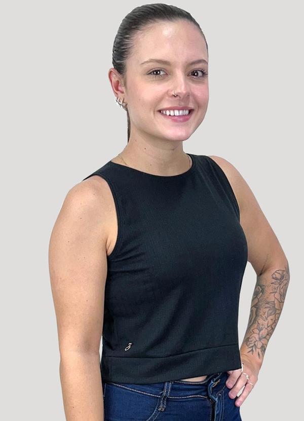 Seeder - Blusa Cropped Malha Canelada Preto