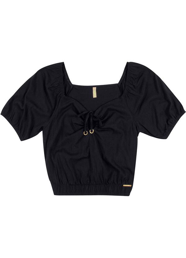 Cativa - Blusa Cropped Manga Curta Preto