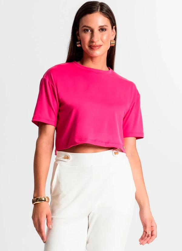 Rovitex - Blusa Cropped Manga Curta Rosa 3