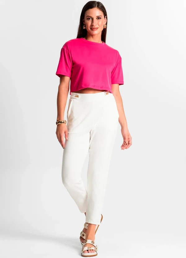 Rovitex - Blusa Cropped Manga Curta Rosa 5