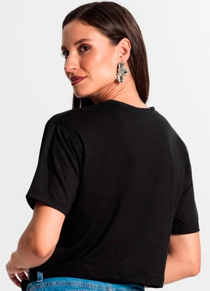 Rovitex - Blusa Cropped Manga Curta Preto - ROVITEX