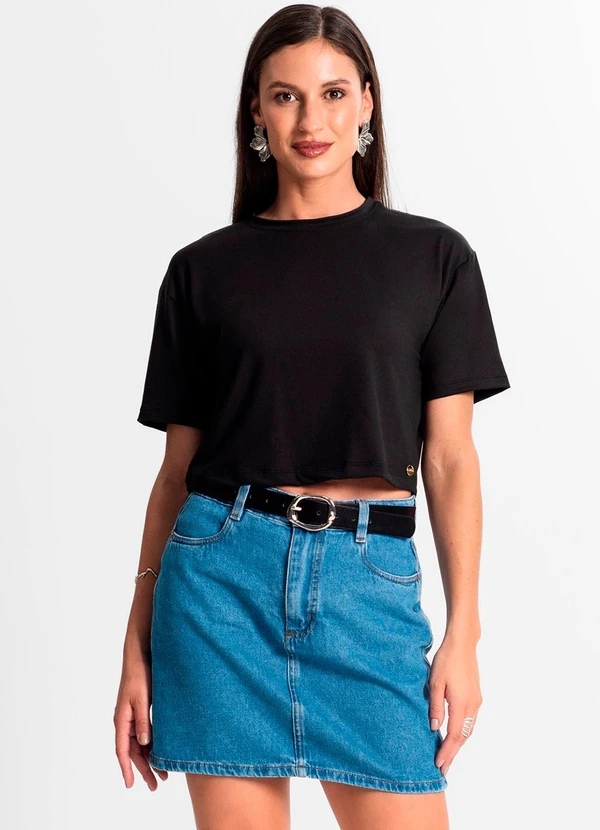 Rovitex - Blusa Cropped Manga Curta Preto 3