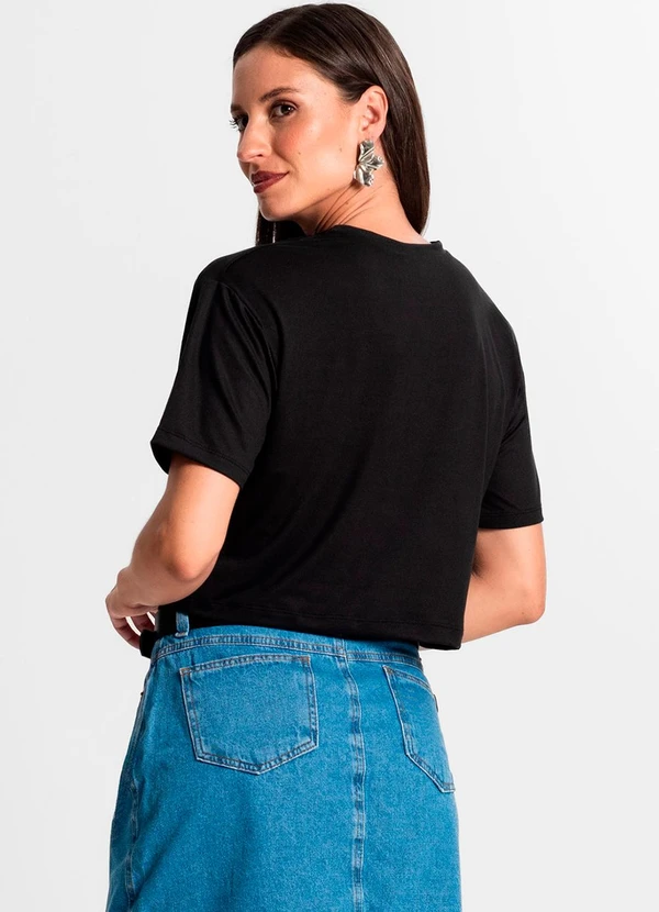 Rovitex - Blusa Cropped Manga Curta Preto 4