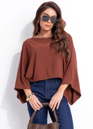 Colcci - Blusa Cropped Marrom - COLCCI