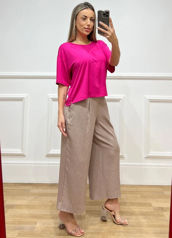 Doce Tom - Blusa Cropped Oversized Rosa  2