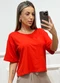 Doce Tom - Blusa Cropped Oversized Vermelha - variação: Vermelha