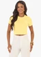 Rovitex - Blusa Cropped Ribana Básica Rosa - variação: Amarelo