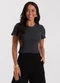 Rovitex - Blusa Cropped Ribana Básica Rosa - variação: Cinza