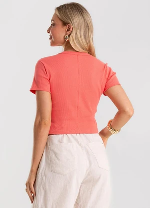 Rovitex - Blusa Cropped Ribana Básica Laranja - ROVITEX