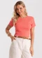 Rovitex - Blusa Cropped Ribana Básica Rosa - variação: Laranja