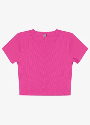 Rovitex - Blusa Cropped Ribana Básica Rosa - ROVITEX