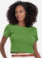 Rovitex - Blusa Cropped Ribana Básica Bege - variação: Verde